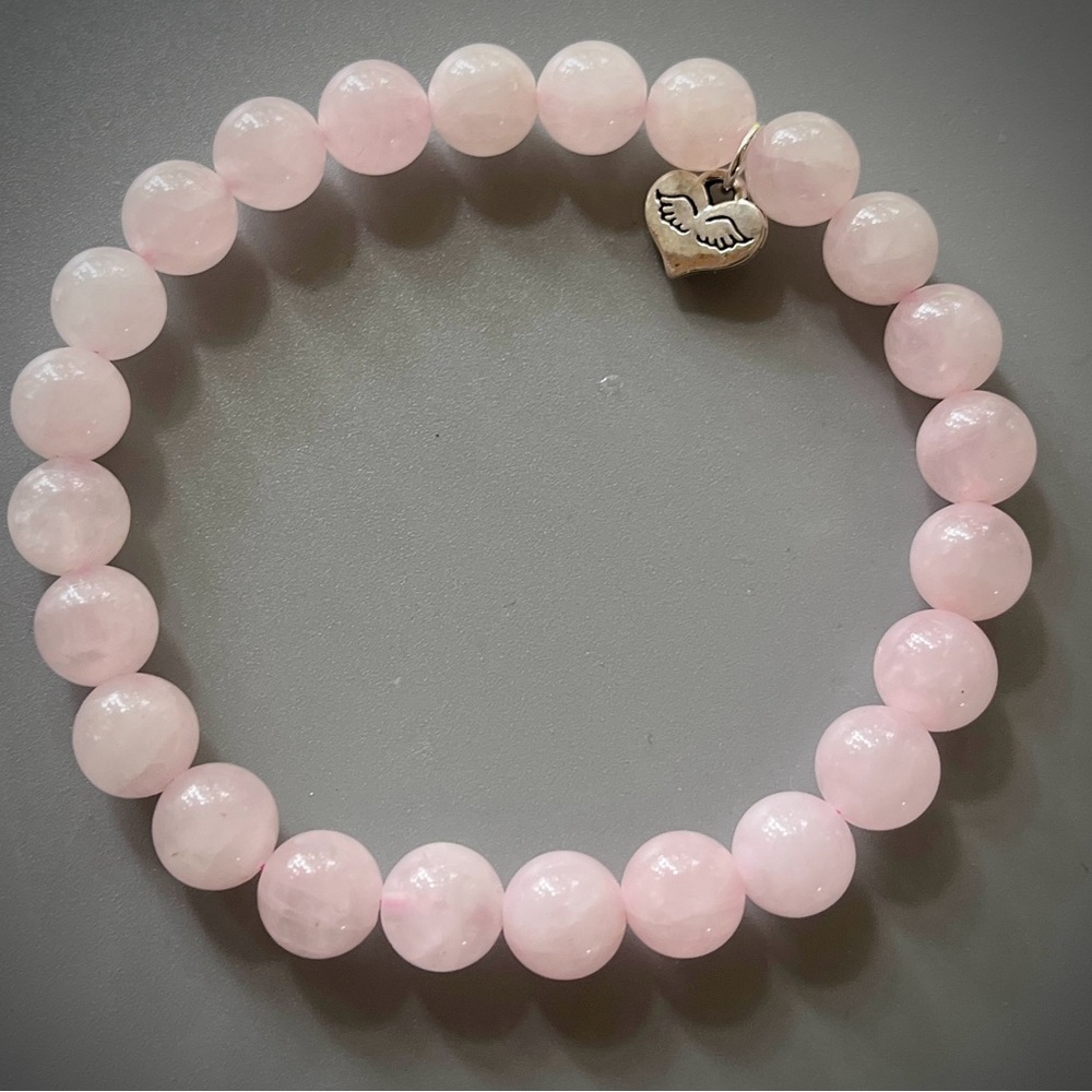 Soft Pink Rose Quartz Handcrafted Bead Bracelet
